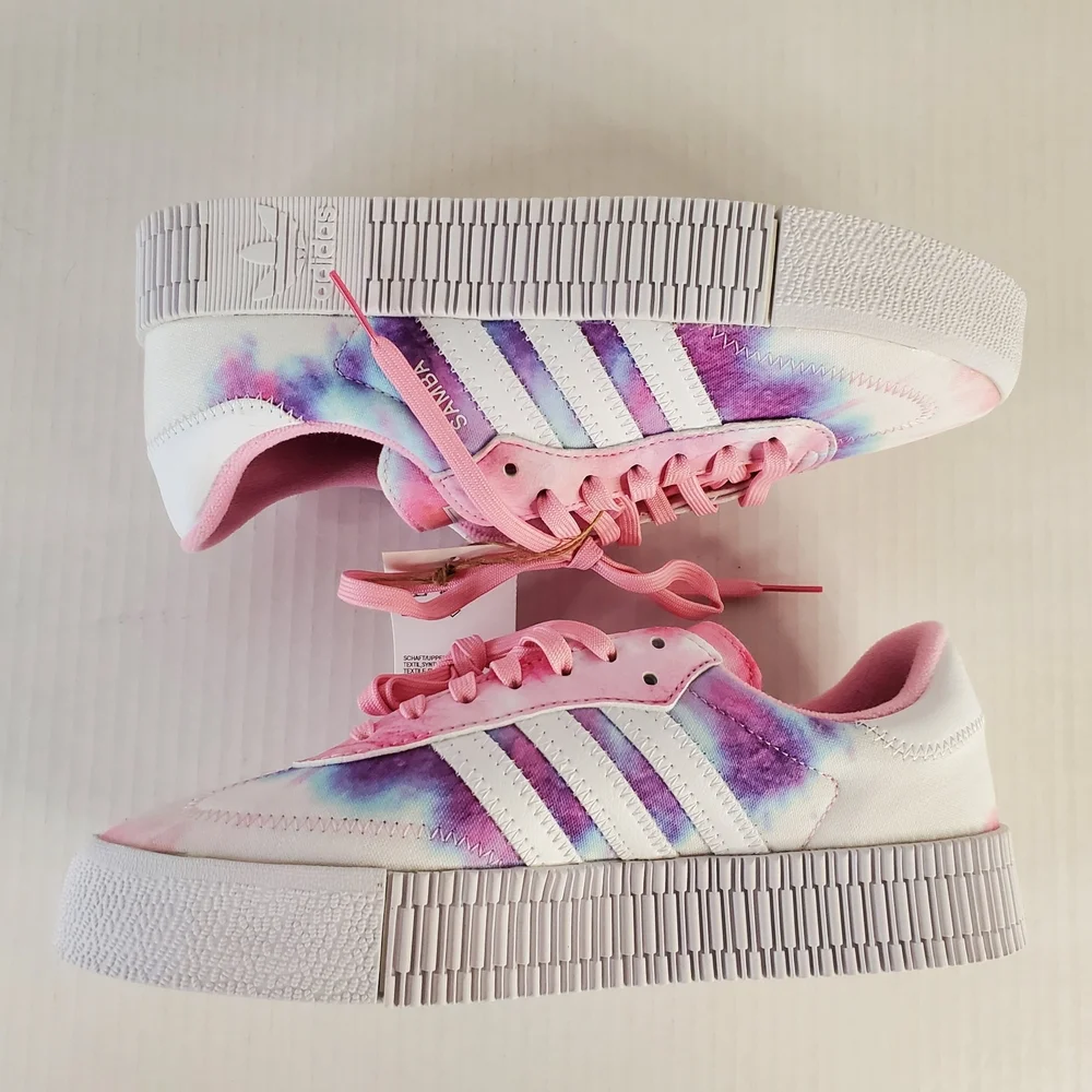 Adidas Women’s Pink Tie-Dye Sambarose Platform Sneakers